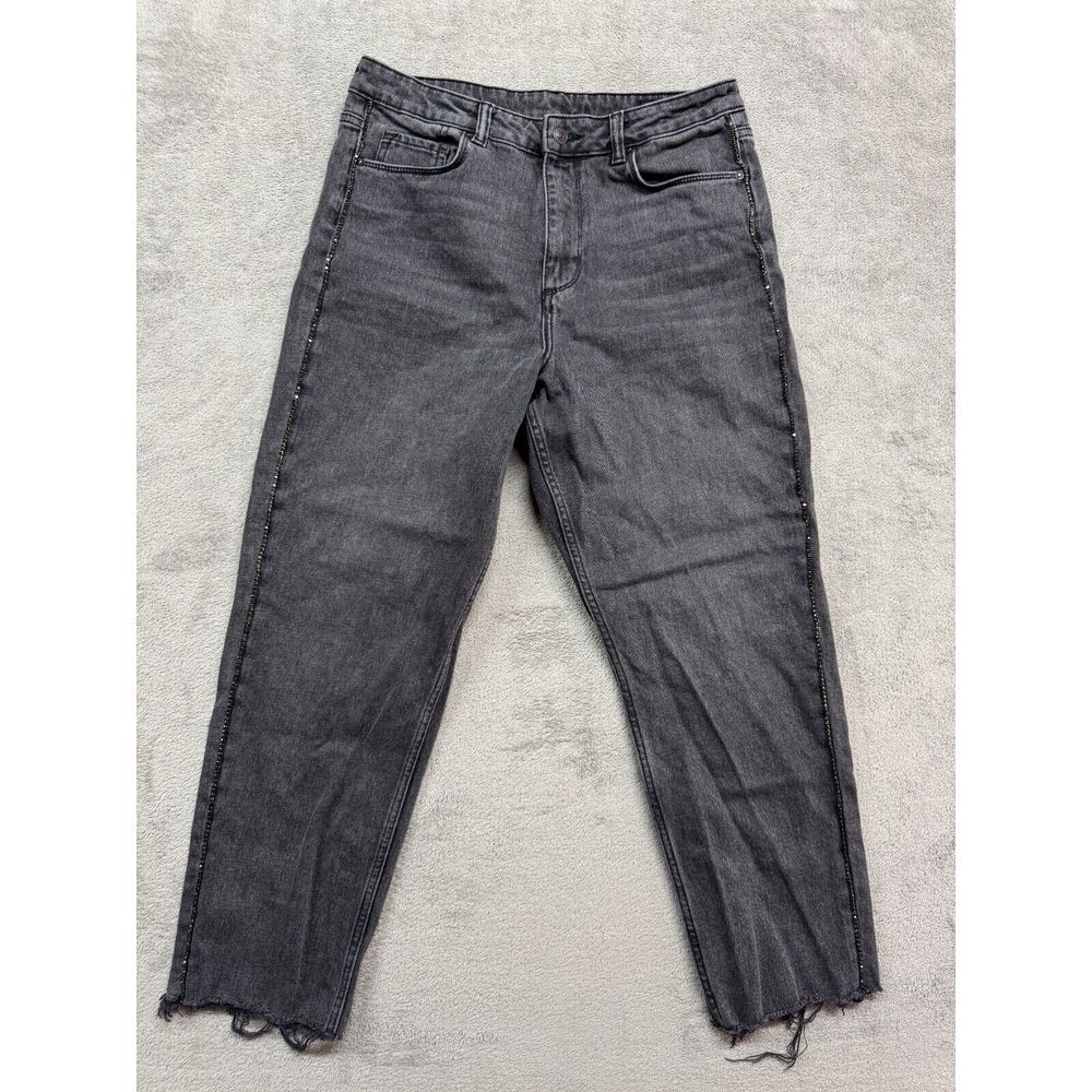 Allsaints Women's W31 Black Rali Diamante High Rise Straight Jeans Actual 32x26